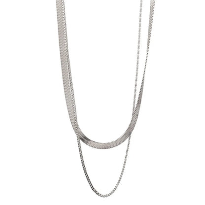 Punk Simple Style Solid Color Titanium Steel Plating 18k Gold Plated Layered Necklaces