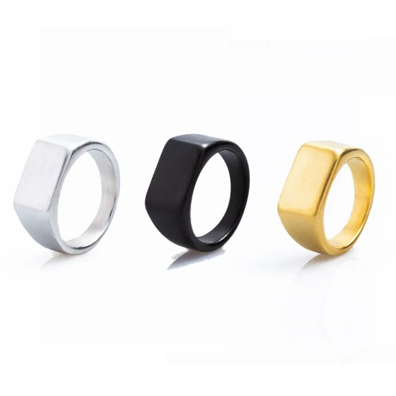 Punk Simple Style Solid Color 304 Stainless Steel Plating Gold Plated Unisex Wide Band Ring