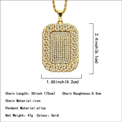 Punk Simple Style Square Alloy Inlay Zircon Men'S Pendant Necklace