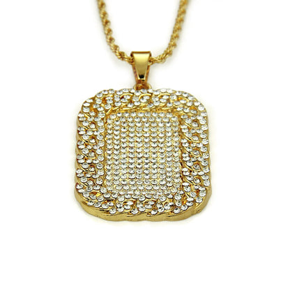 Punk Simple Style Square Alloy Inlay Zircon Men'S Pendant Necklace