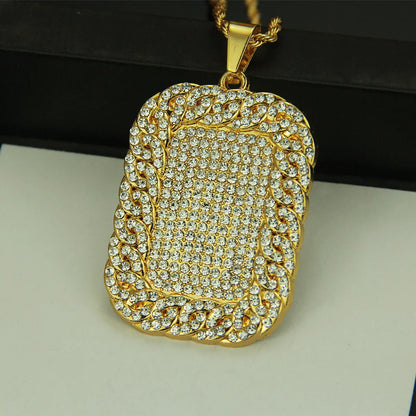 Punk Simple Style Square Alloy Inlay Zircon Men'S Pendant Necklace