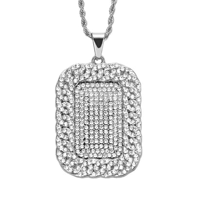 Punk Simple Style Square Alloy Inlay Zircon Men'S Pendant Necklace