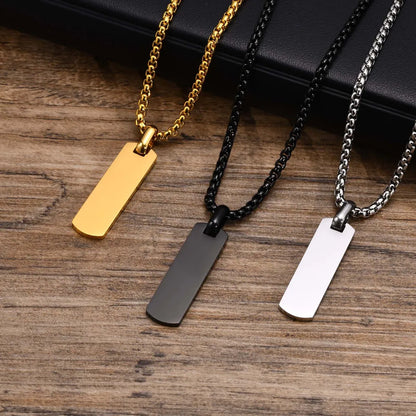 Punk Simple Style Square Stainless Steel Polishing 18k Gold Plated Pendant Necklace