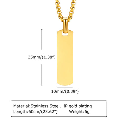 Punk Simple Style Square Stainless Steel Polishing 18k Gold Plated Pendant Necklace