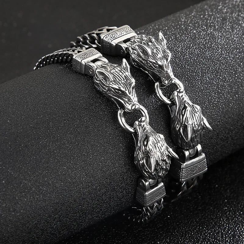 Punk Simple Style Wolf Stainless Steel Men'S Bracelets