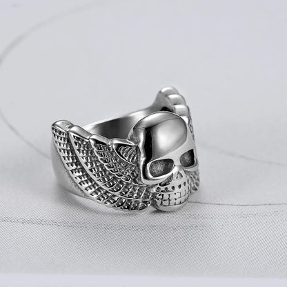 Punk Skull 304 Stainless Steel Men'S Wide Band Rings