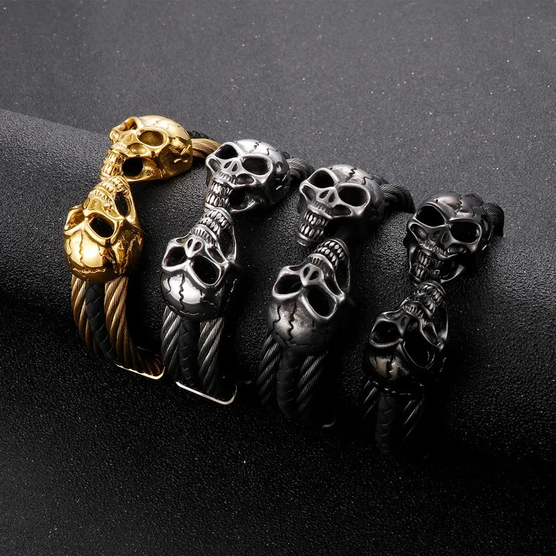 Punk Skull Stainless Steel Plating Bangle