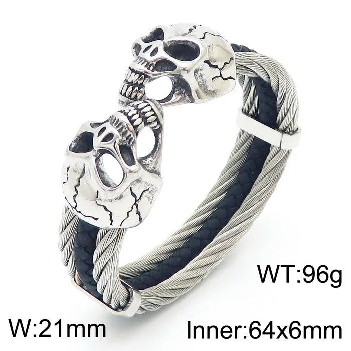 Punk Skull Stainless Steel Plating Bangle