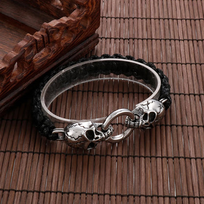 Punk Skull Stainless Steel Rope Plating 18K Gold Plated Men'S Bracelets