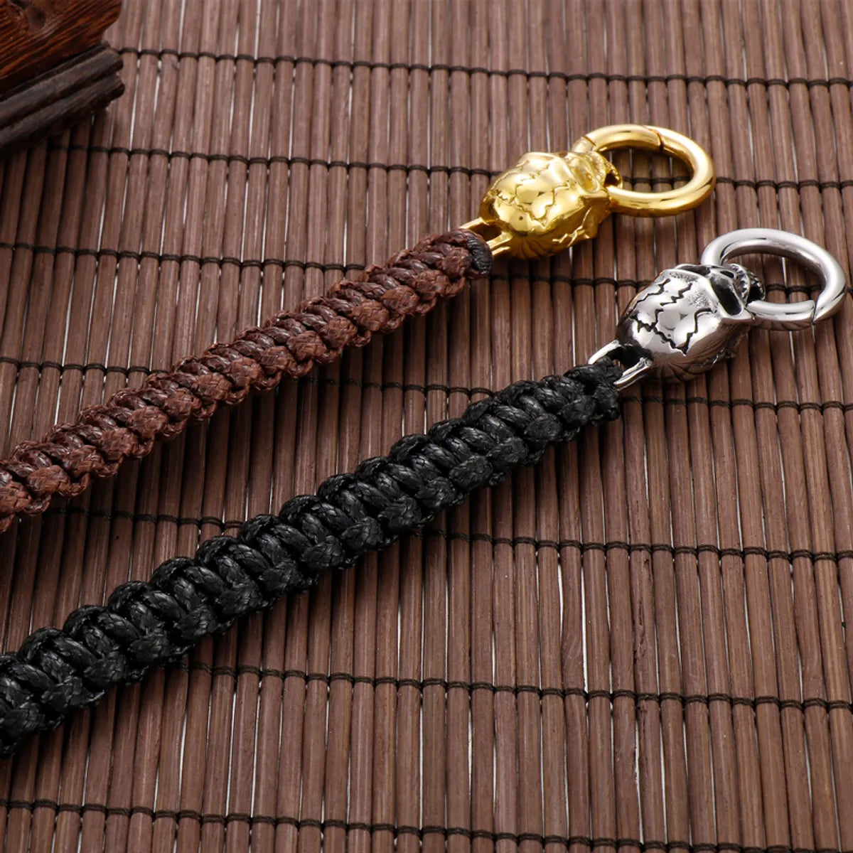 Punk Skull Stainless Steel Rope Plating 18K Gold Plated Men'S Bracelets