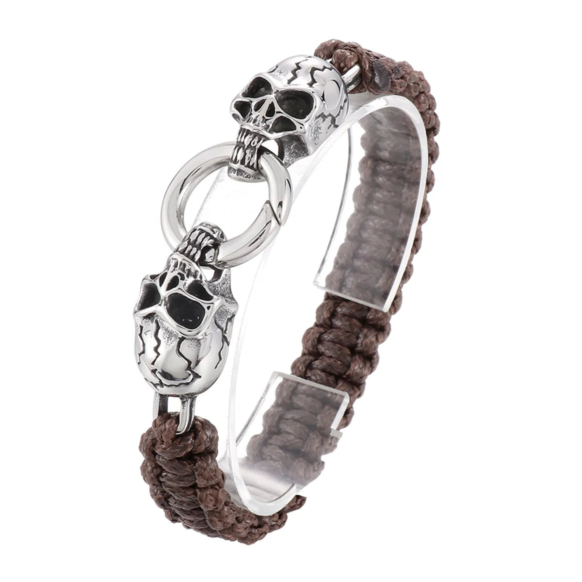 Punk Skull Stainless Steel Rope Plating 18K Gold Plated Men'S Bracelets