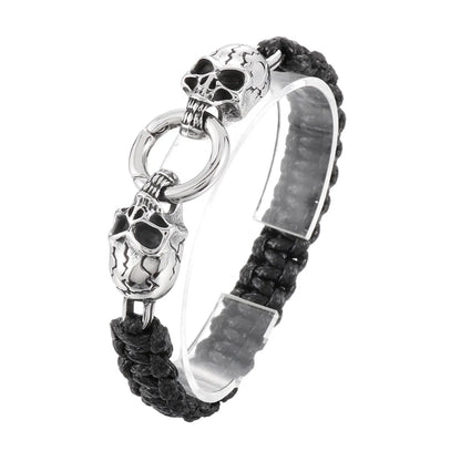 Punk Skull Stainless Steel Rope Plating 18K Gold Plated Men'S Bracelets