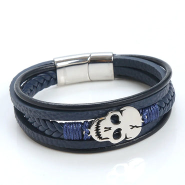 Punk Skull Stainless Steel Titanium Steel Braid Men'S Bracelets