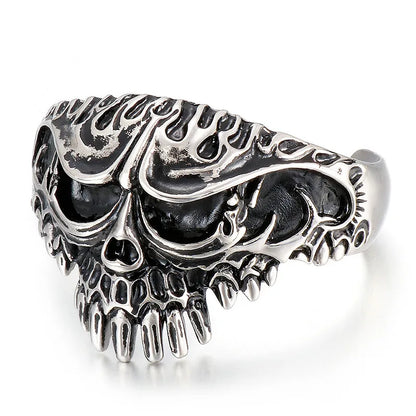 Punk Skull Titanium Steel Men'S Cuff Bracelets