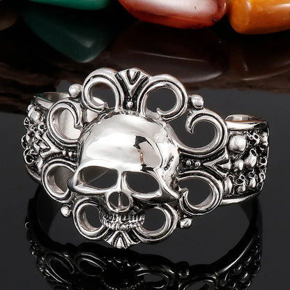 Punk Skull Titanium Steel Men'S Cuff Bracelets