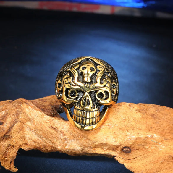Punk Skull Titanium Steel None 18K Gold Plated Rhodium Plated Men'S Rings