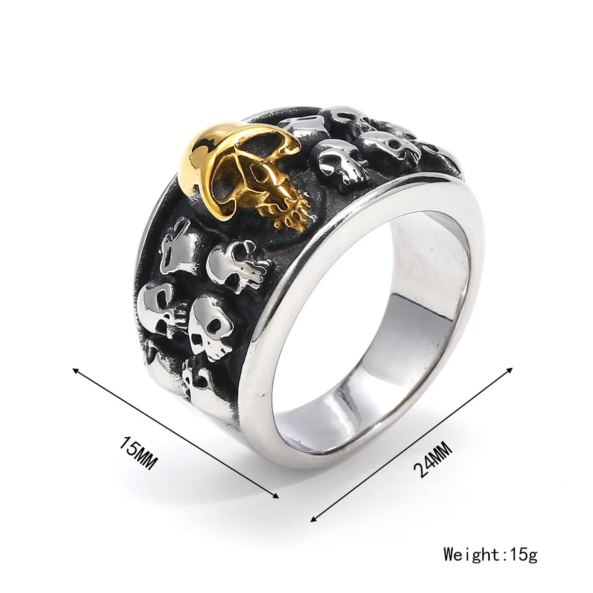 Punk Skull Titanium Steel Plating Men'S Rings