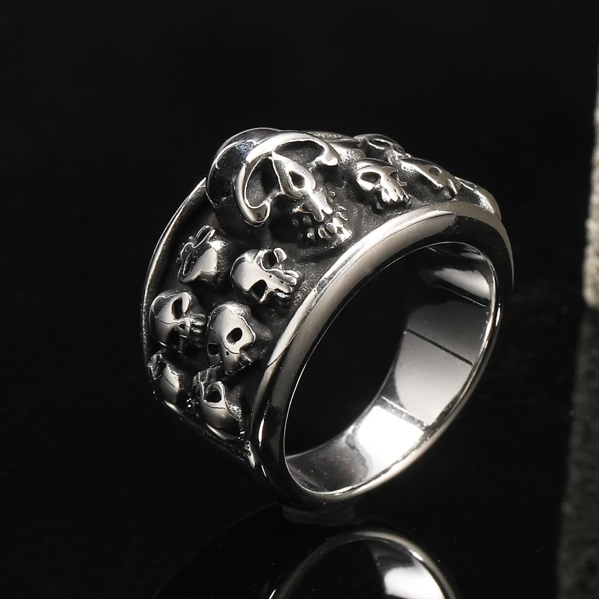 Punk Skull Titanium Steel Plating Men'S Rings