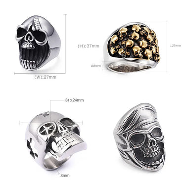 Punk Skull Titanium Steel Plating Men'S Rings