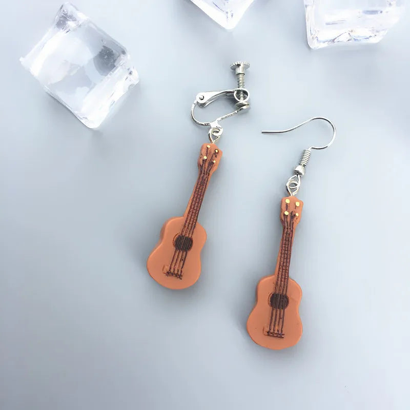 Punk Small Guitar Musical Instrument Drop Earrings Wholesale