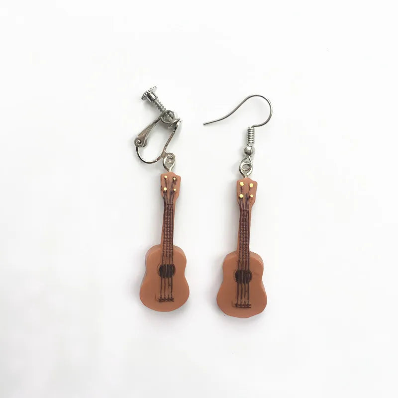 Punk Small Guitar Musical Instrument Drop Earrings Wholesale