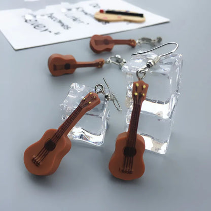 Punk Small Guitar Musical Instrument Drop Earrings Wholesale