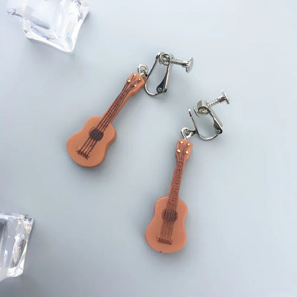 Punk Small Guitar Musical Instrument Drop Earrings Wholesale