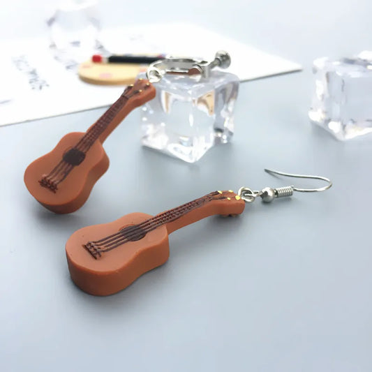 Punk Small Guitar Musical Instrument Drop Earrings Wholesale