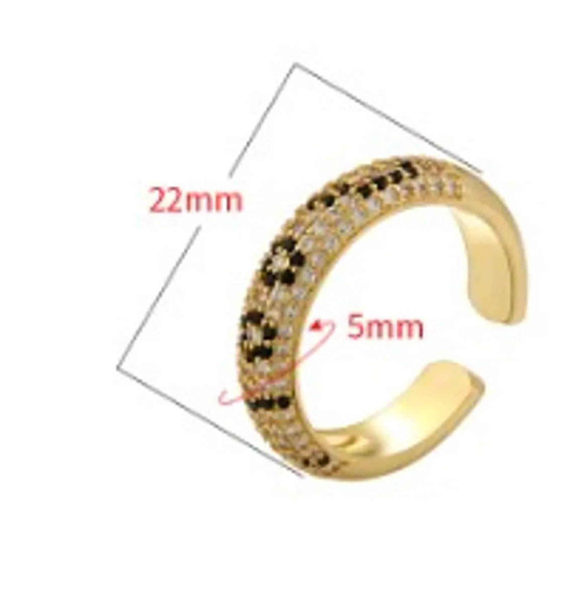 Punk Snake Pattern Leopard Copper Plating Inlay Zircon 18k Gold Plated Open Rings