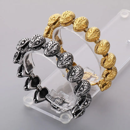 Punk Snake Stainless Steel 18K Gold Plated Men's Bracelets