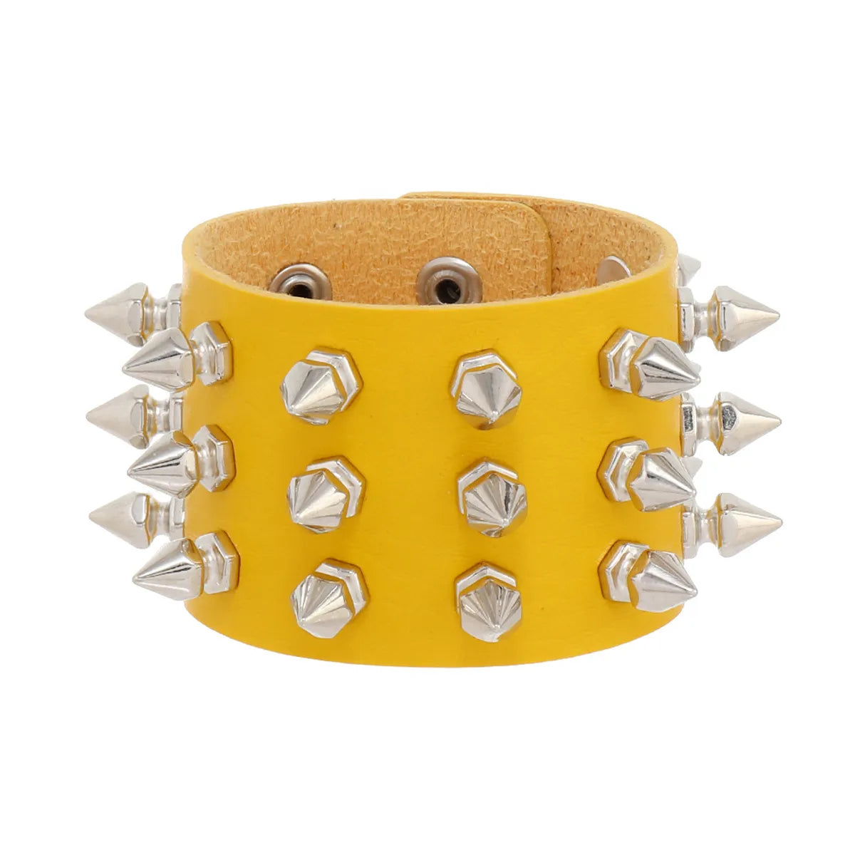 Punk Solid Color Pu Leather Men'S Bangle