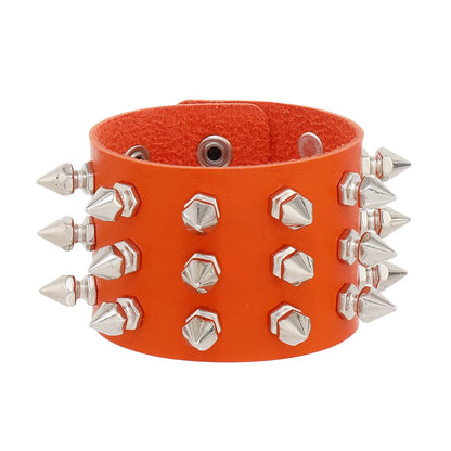 Punk Solid Color Pu Leather Men'S Bangle