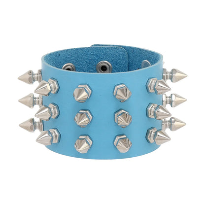 Punk Solid Color Pu Leather Men'S Bangle