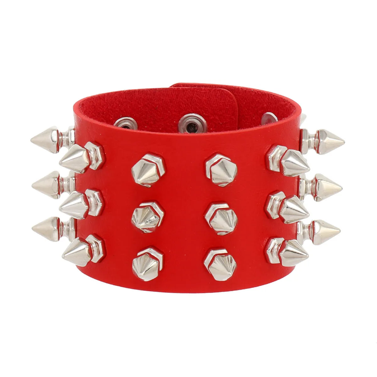 Punk Solid Color Pu Leather Men'S Bangle