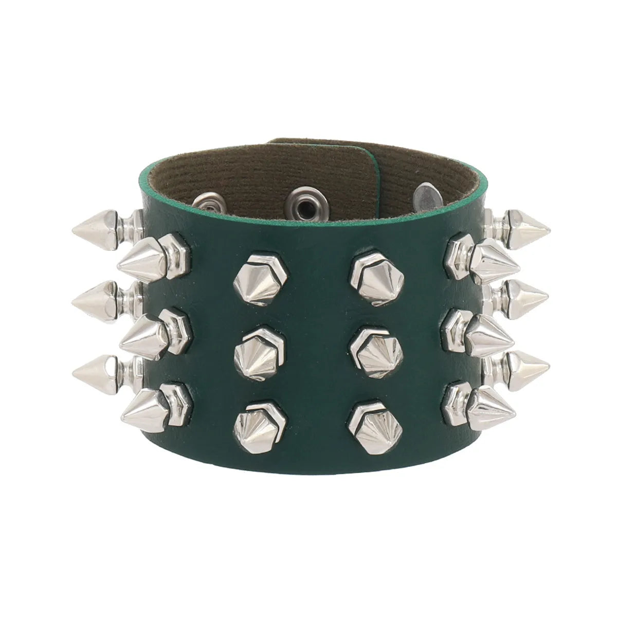 Punk Solid Color Pu Leather Men'S Bangle