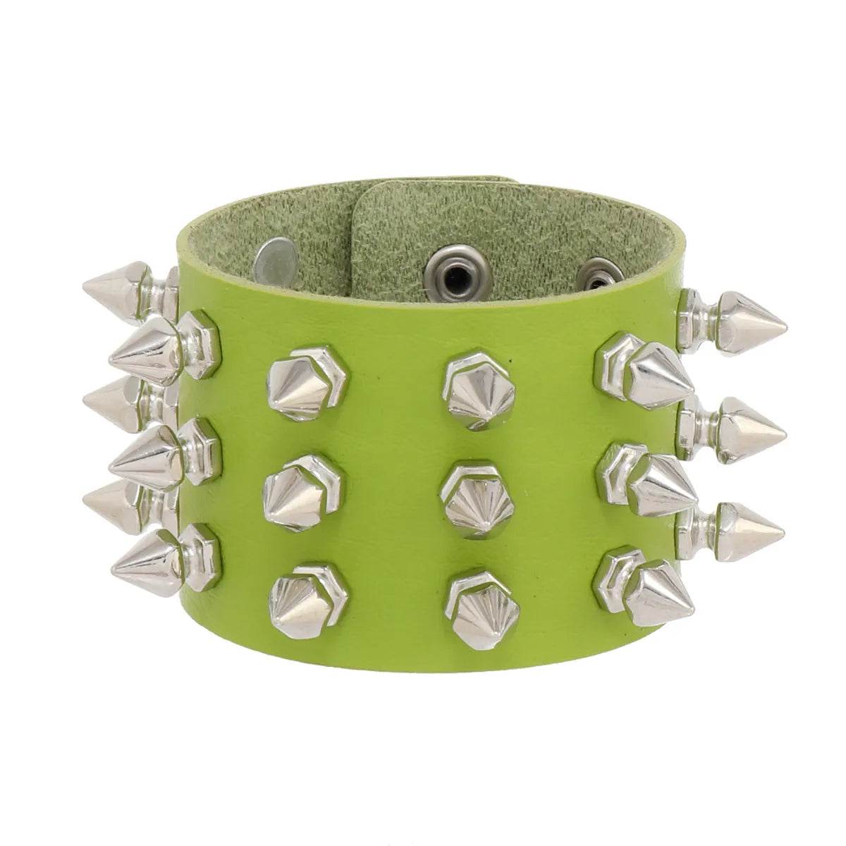 Punk Solid Color Pu Leather Men'S Bangle