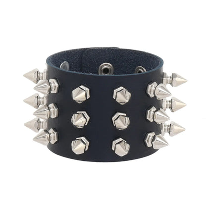 Punk Solid Color Pu Leather Men'S Bangle