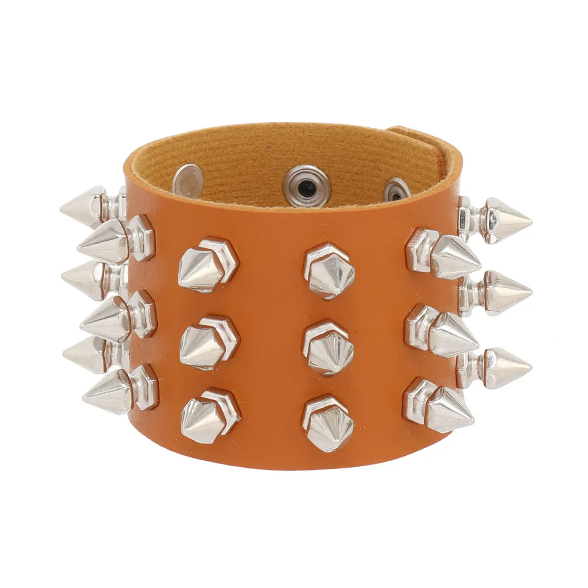 Punk Solid Color Pu Leather Men'S Bangle