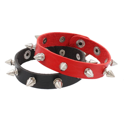 Punk Solid Color Pu Leather Metal Unisex Wristband