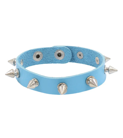 Punk Solid Color Pu Leather Metal Unisex Wristband