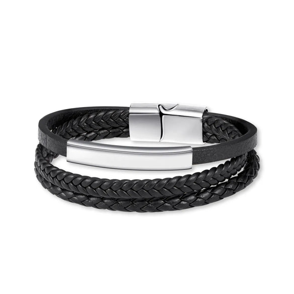 Punk Solid Color Pu Leather Zinc Alloy Plating Men'S Bangle Men Cord & Leather Bracelets