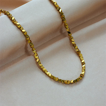 Punk Solid Color Titanium Steel Beaded Plating 18k Gold Plated Necklace