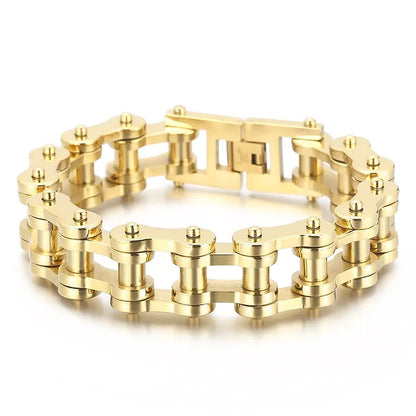 Punk Solid Color Titanium Steel Chain 18K Gold Plated Men'S Bracelets