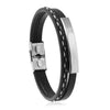 Punk Solid Color Titanium Steel Men'S Bangle Men Cord & Leather Bracelets