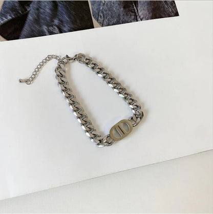 Punk Solid Color Titanium Steel Plating Bracelets Necklace