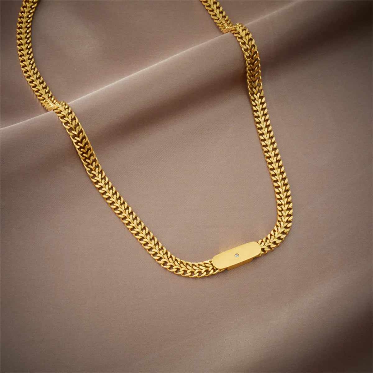 Punk Solid Color Titanium Steel Plating Chain 18k Gold Plated Necklace