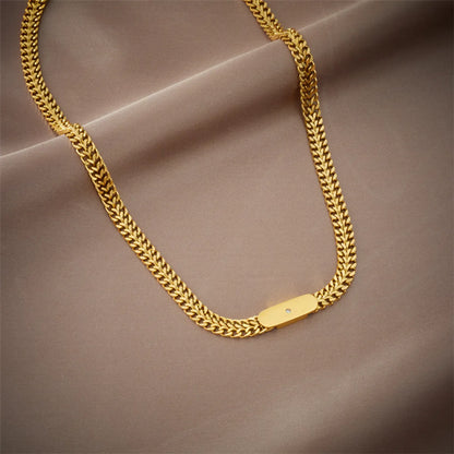 Punk Solid Color Titanium Steel Plating Chain 18k Gold Plated Necklace