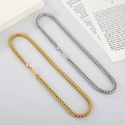 Punk Solid Color Titanium Steel Plating Chain Bracelets Necklace