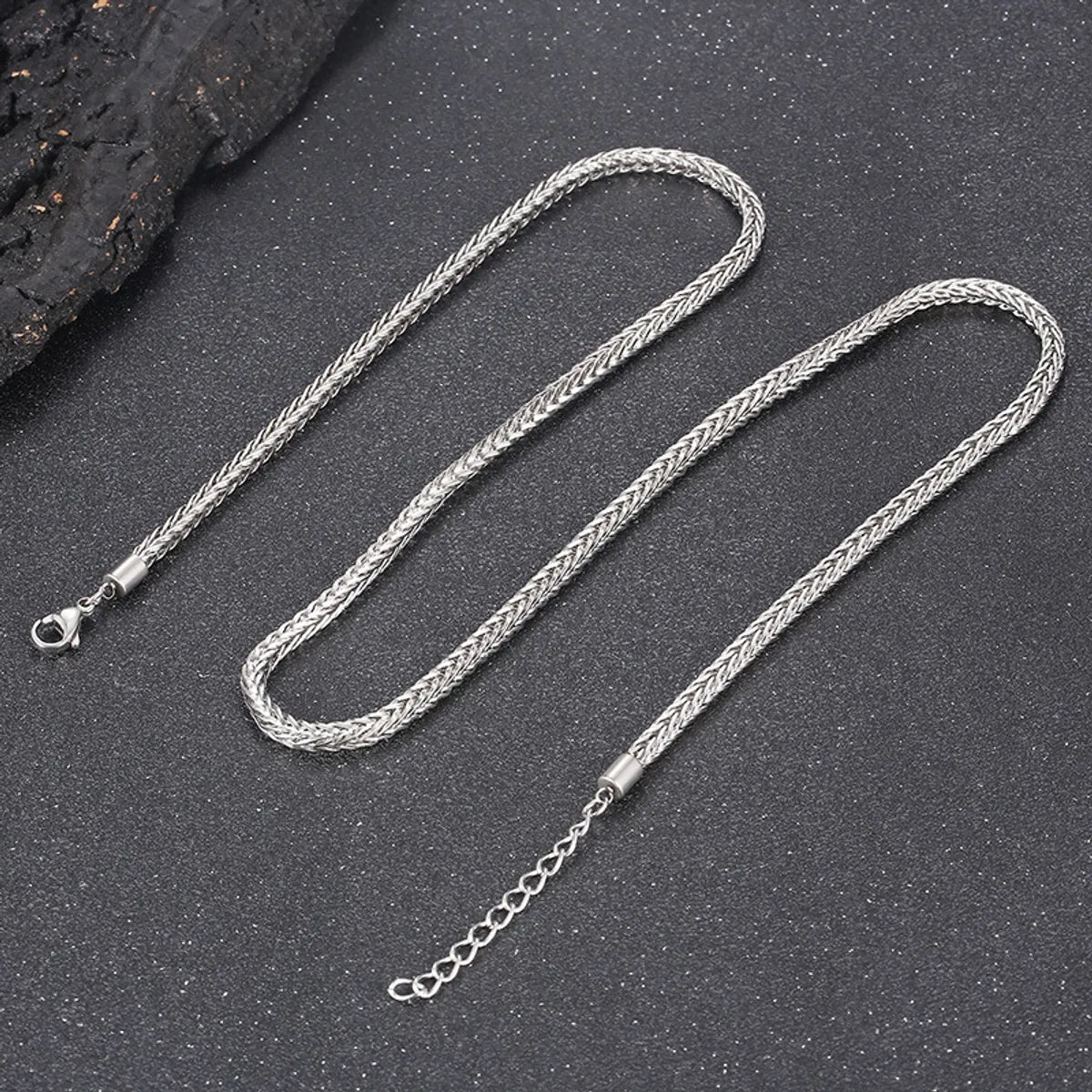 Punk Solid Color Titanium Steel Plating Chain Men'S Sweater Chain Necklace