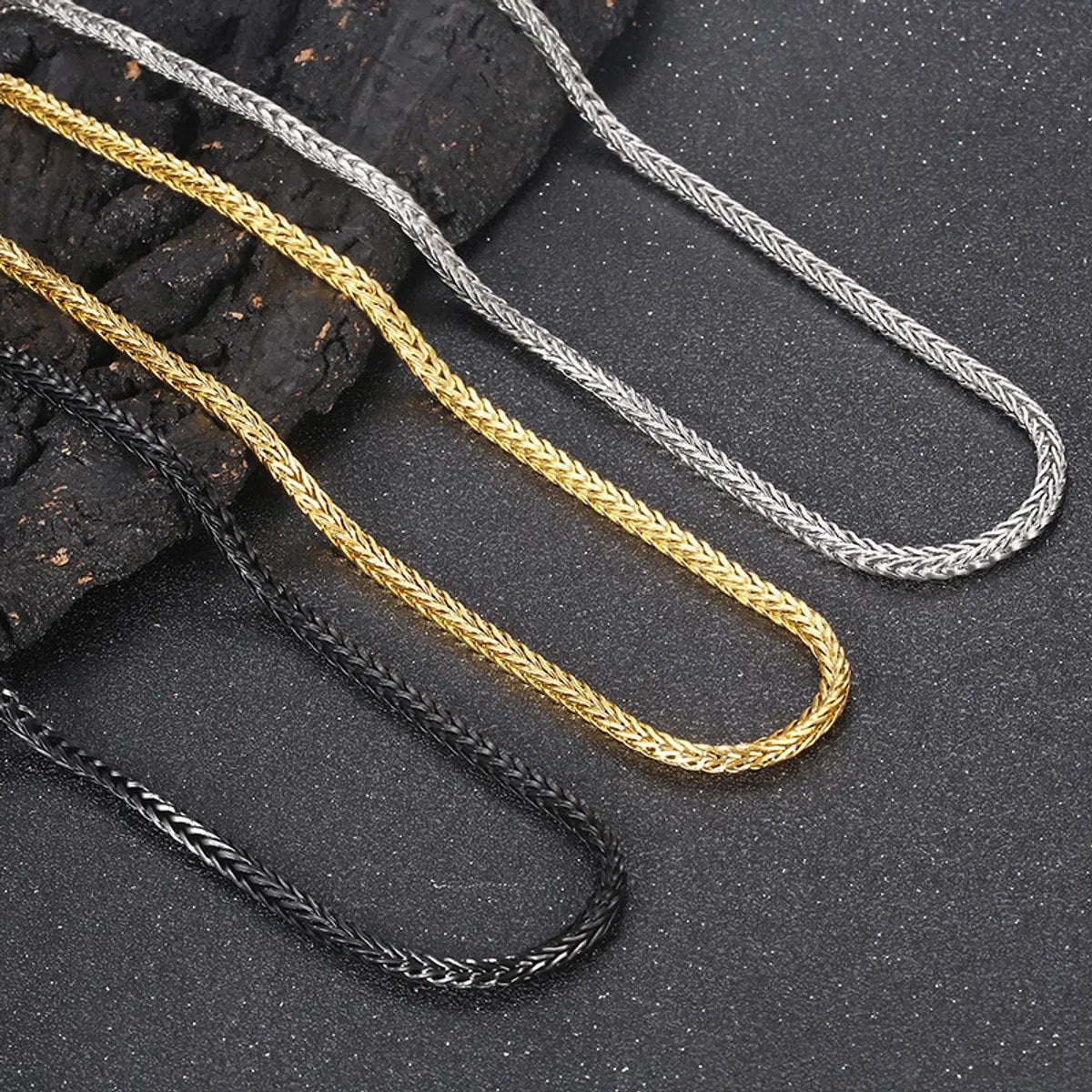 Punk Solid Color Titanium Steel Plating Chain Men'S Sweater Chain Necklace